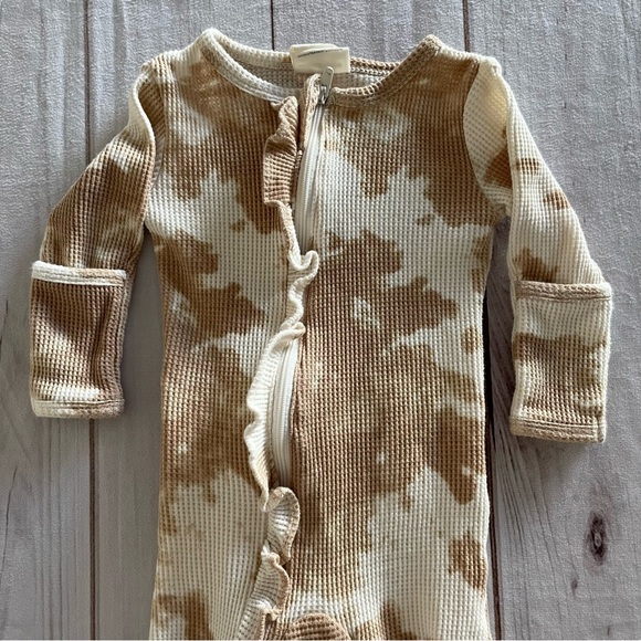 Spearmint Love Organic Waffle Knit Footie Pajama Baby Girl 6-9 Months One Piece - Picture 3 of 9